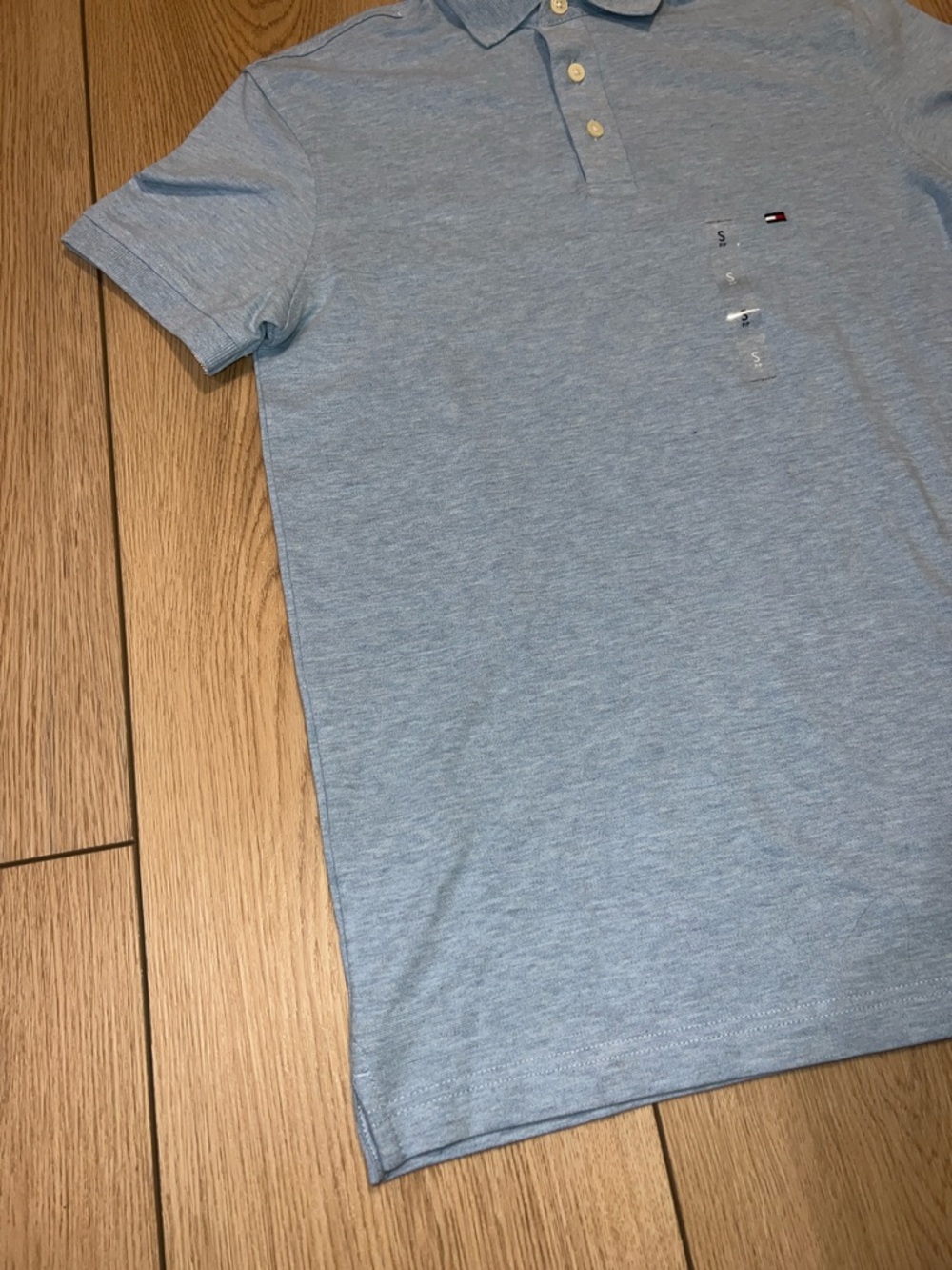 Tommy Hilfiger Men’s Heather Light Blue Polo Shirt - Picture 4 of 13